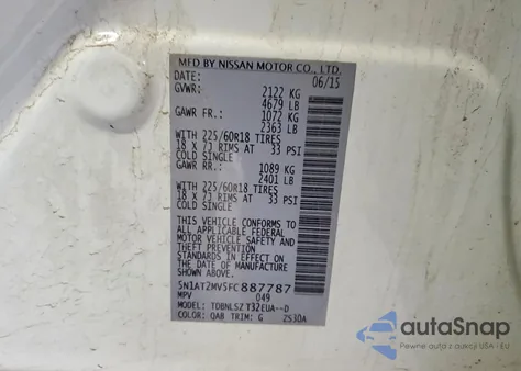 2015 Nissan Rogue S from USA, damaged, VIN 5N1AT2MV5FC887787